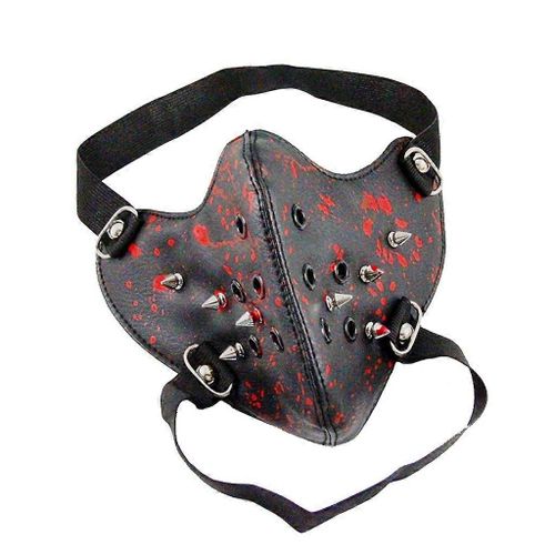 Métal Clouté Steampunk Cuir Masque Motard Hommes Demi Masque Visage Airsoft Vent Cool Punk Rivets Black Mascarade Cuir