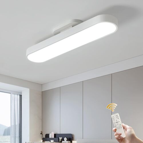 Plafonnier Moderne Luminaire Plafonnier Lumière Réglable Plafonnier Led Dimmable Avec Télécommande Plafonnier Acrylique Linéaire Plafonnier Pour Salon, Cuisine, Salle À Manger, Chambre,Blanc/70cm