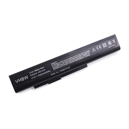 vhbw batterie compatible avec MSI A6400, CR640DX, CR640MX, CR640X, CX640 laptop (4400mAh, 14,4V, Li-Ion, noir)