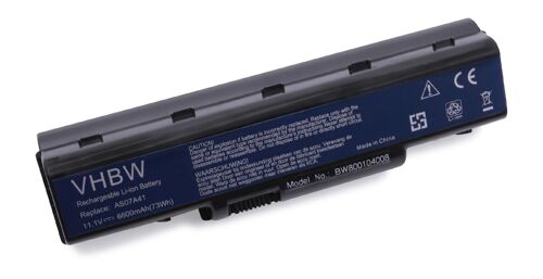 vhbw Batterie remplacement pour Acer AS07A72, AS09A61 pour ordinateur portable (6600mAh, 11,1V, Li-ion)