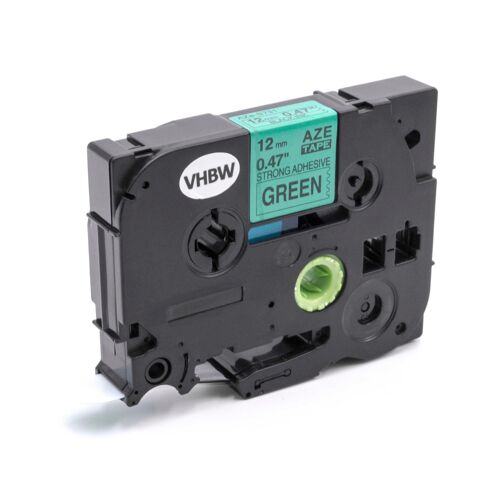 vhbw Cassette de ruban d'?criture 12mm noir sur vert extra fort pour imprimantes Brother P-Touch 1000, 1000BTS, 1000F, 1005, 1005BTS, 1005F