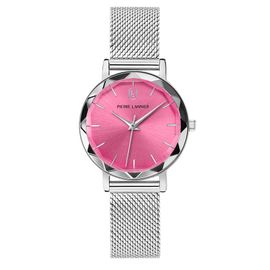Montre Femme Multiples Argenté Cadran Rose Bracelet Acier Milanais Argenté 14 Mm