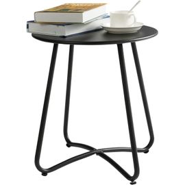 Table D'appoint De Patio, Table De Jardin Ronde Petite Table De Bout Table Basse Table En Métal Pour Salon Jardin Patio Balcon Extérieur, Noir