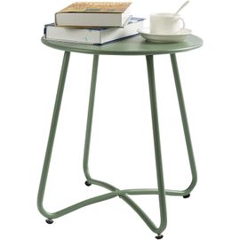 Petite Table Basse Table D'appoint De Patio, Table De Jardin Ronde Petite Table De Bout Table En Métal Pour Salon Jardin Patio Balcon Extérieur, Vert