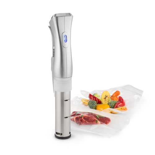 Klarstein Quickstick Pro Cuiseur Vapeur 50-95 à C - Thermoplongeur Pompe sous-vide 1300W - Circulation 3D - minuterie - écran tactile LED - argent