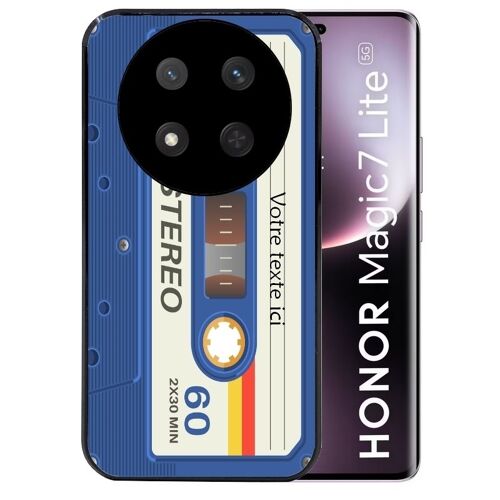Coque Noire Pour Magic 7 Lite Cassette Bleu Avec Votre Texte