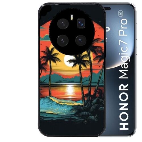 Coque Noire Pour Magic 7 Pro Hawaii Palmier