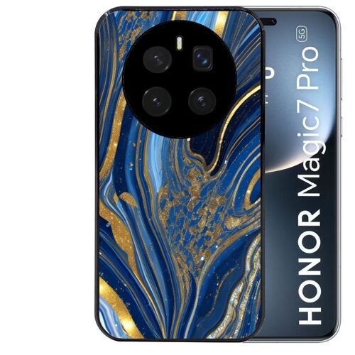 Coque Noire Pour Magic 7 Pro Marbre Bleu Agathe