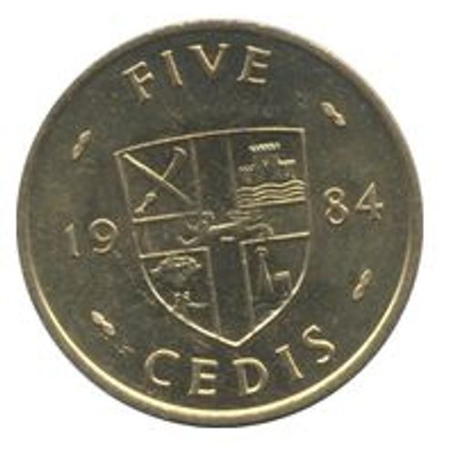 Pièce 5 Cedis Ghana - 1984