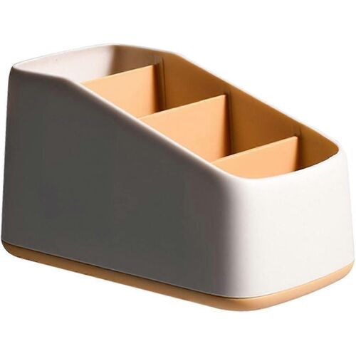 Organisateur de télécommande à 4 compartiments, support de télécommande, adapté au stockage des cosmétiques, de la papeterie, des télécommandes, de l'organisateur de table (jaune