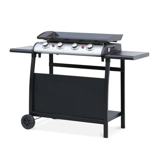Plancha Au Gaz 4 Brûleurs Sur Chariot - Porthos - 10kw. Plancha À Gaz Avec Desserte - Cuisine