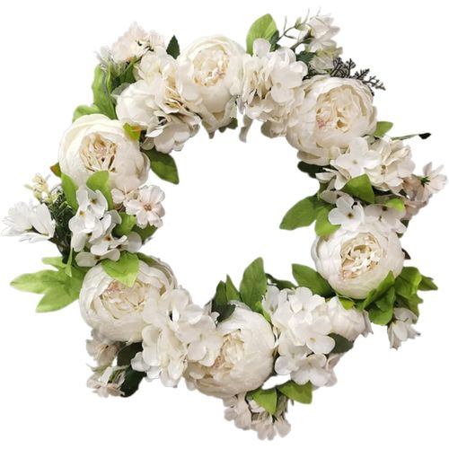 Couronne de fleurs artificielles pour les jours de fête, couronne de pivoines et d'hortensias, couronnes de ferme