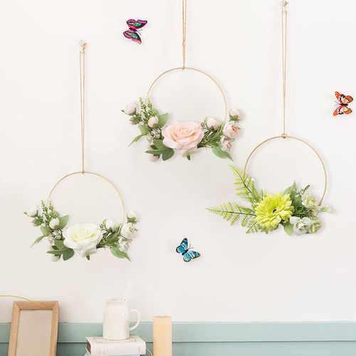 Couronne de fleurs artificielles pour les jours de fête, couronne de roses, couronnes de fleurs suspendues