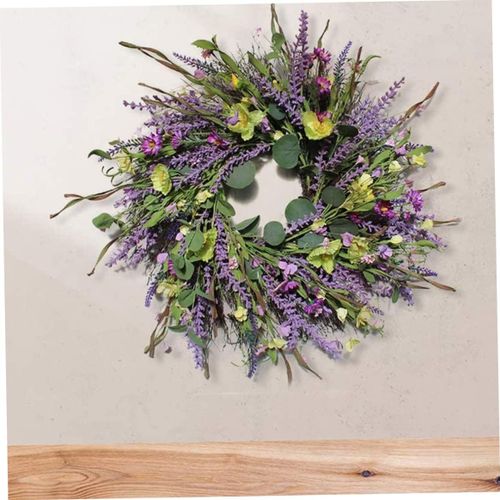 Couronne de fleurs artificielles pour les fêtes, couronne de lavande, décoration de fleurs de lavande artificielles