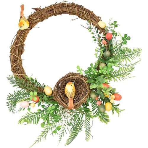 Couronne décorative de Paques à suspendre, fleurs artificielles, décoration de porte et de mur