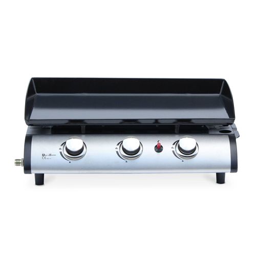 Plancha Au Gaz 3 Feux - Porthos 3 Brûleurs - 7.5 Kw. Barbecue. Cuisine Extérieure. Grande Plaque
