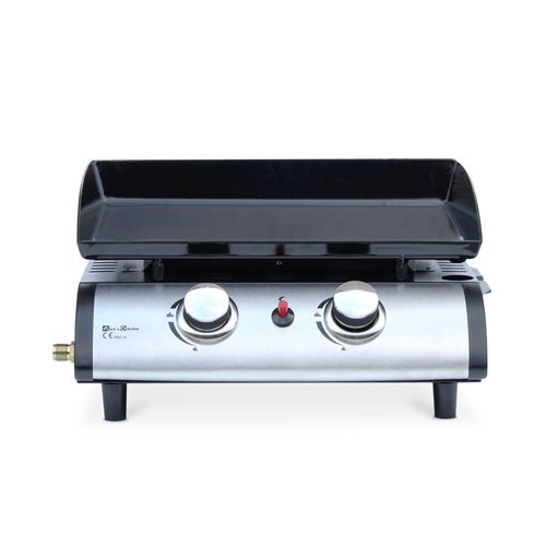 Plancha Au Gaz 2 Brûleurs - Porthos - 5 Kw. Barbecue. Cuisine Extérieure. Plaque Émaillée. Inox