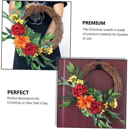 1 couronne de fleurs artificielles suspendues de style rétro pour la décoration de porte de votre maison