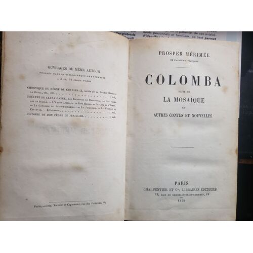Prosper Mérimée -Colomba Et Autres Contes Et Nouvelles 1875