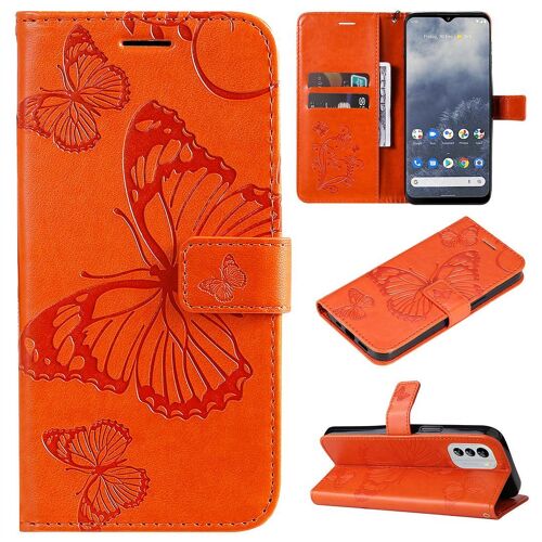 SATURCASE Coque pour Nokia G60, Papillon Gaufrage PU Cuir Magnétique Flip Portefeuille Support Porte-carte Protecteur Housse Étui avec Dragonne pour Nokia G60 (Orange)