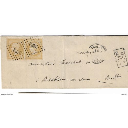 013. Lac Incomplète - Paire N°13 Jaune-Citron (Nuance) - Càd De Troyes (Aube) - 1857