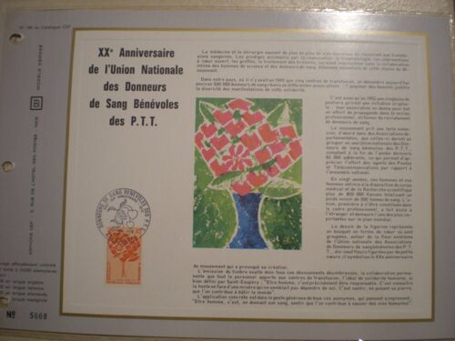 Feuillet N°199 Du Catalogue Cef - Xxème Anniversaire De L'union Nationale Des Donneurs De Sang Bénévoles Des P.T.T.
