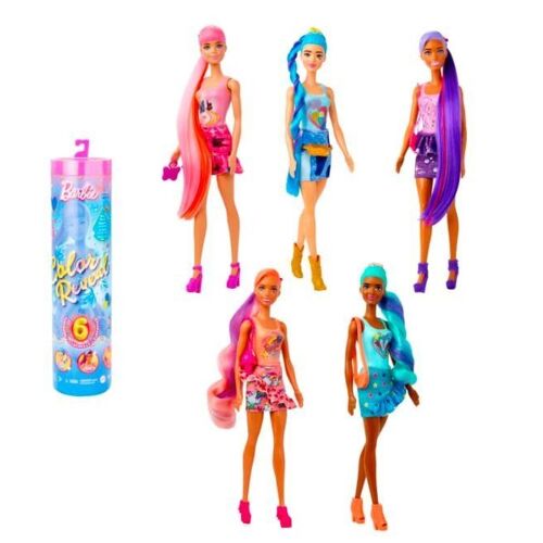 Barbie Poupée Color Reveal Totally Denim Avec 6 Surprises À Découvrir, Imprimé Patchwork Et Changement De Couleur, Jouet Enfant, Dès 3 Ans, Hjx55