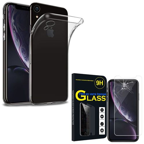 Coque Silicone Pour Apple Iphone Xr (2018) 6.1" Gel Ultraslim Et Ajustement Parfait - Transparent+ 1 Film Verre Trempé