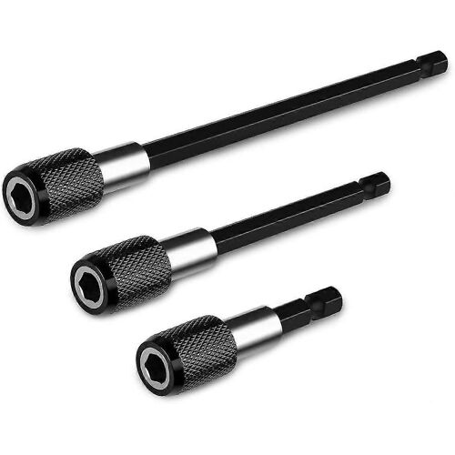 Tige d'extension magnétique 3pcs, foreuse électrique Mevis Bit, 1/4 Hex Drill Bit Quick Release Bar Socket Screwdriver Bit Holder, 60/100/150mm