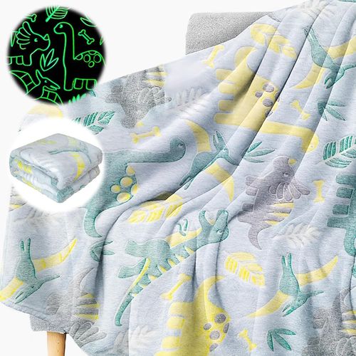 Tianyi-Couverture Lumineuse Licorne, 135*160cm Couverture Licorne Phosphorescente, Couverture Enfant Licorne, Couverture Dinosaure Enfant, Couverture Dinosaure, Sieste, Canapé (Dinosaures, 135*160cm