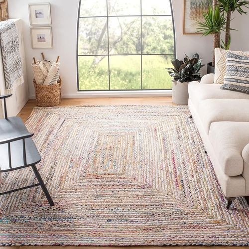 Tapis Boho Pour Salon, Salle À Manger, Chambre À Coucher - Cape Cod Collection, Tapis À Poil Court, Multi, 91 X 91 Cm