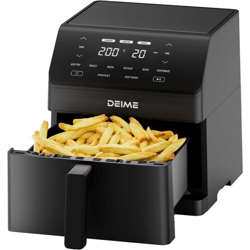 Friteuse à Air 6L Sans Huile 1700W Friteuses à Air de Grande Capacité Cuisinière Saine avec 6 Préréglages, Fenêtre de Cuisson Visuelle, Panier Antiadhésif