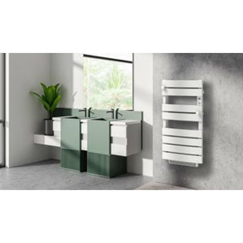 Radiateur sèche-serviette 600W + soufflerie 1000W - Cintré à lames plates