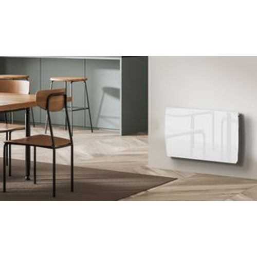 CARRERA Radiateur electrique a inertie ceramique Jarpa - Programmation LCD - 1000 W - Facade en verre blanc