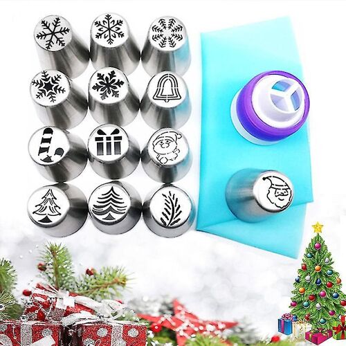15pcs Conseil De Glaçage De Fleurs De Noël, Fournitures De Cuisson Pour Cupcake À Biscuits, Fournitures De Décoration De Gâteaux