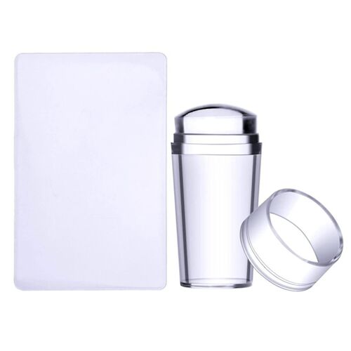 2 Set / Lot Français Silicone Transparent Nail Art Stamping Kit Everthing Pour Manucure Plaque Tampon Poli Pochoir Modèle 