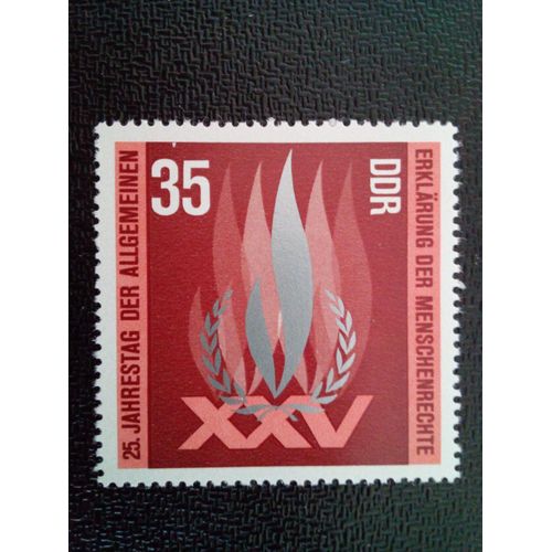 Timbre Allemagne Rda Ddr Yt 1579 25. Anniversaire De L'explication Générale Du Droit Humain 1973