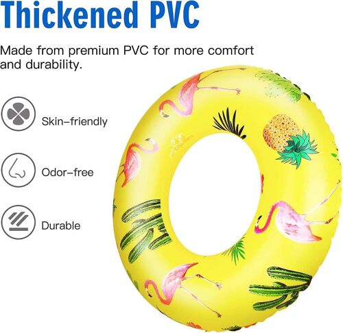 Cartoon Swim Ring, gonflable durable de forme ronde Ananas Animaux Été Piscine Beach Party Natation Float Tube, Eau Fun Swim Pool Jouets avec réparation