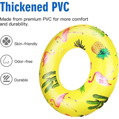 Cartoon Swim Ring, gonflable durable de forme ronde Ananas Animaux Été Piscine Beach Party Natation Float Tube, Eau Fun Swim Pool Jouets avec réparation