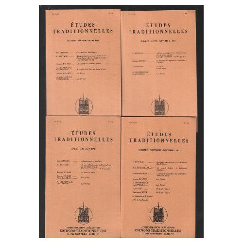 Etudes Traditionnelles Année Complète 1992 ( 4 Numéros)