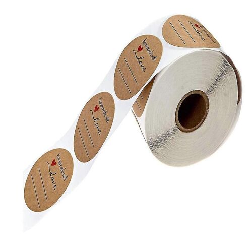 500 Pcs Love Label Autocollants Writable Kraft Paperhomemade Sticky Gift Tag Étiquettes Round Kraft Paper, Cadeaux Faits À La Main, Bricolage