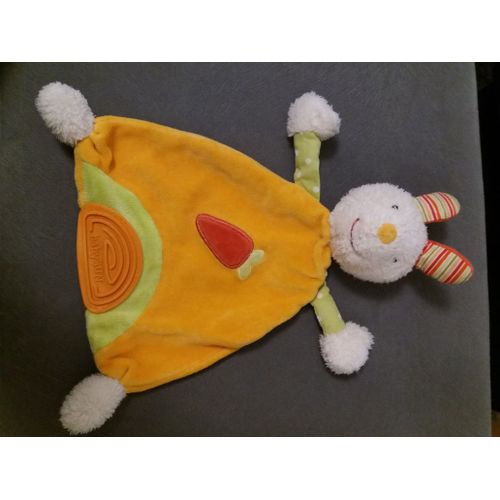 Doudou Lapin Carotte Babysun Orange Rouge Vert Pois