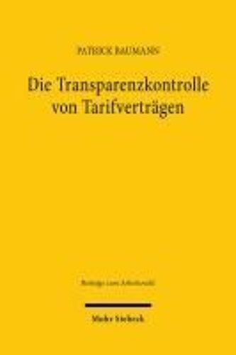 Die Transparenzkontrolle Von Tarifverträgen