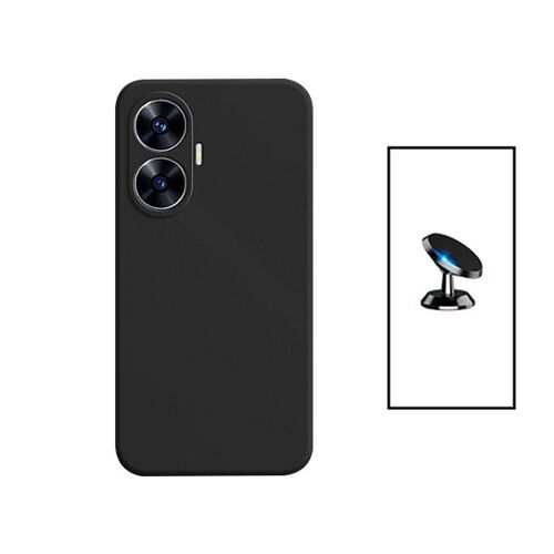 Kit Support Magnétique De Voiture + Coque Silicone Liquide Pour Realme C55 - Noir