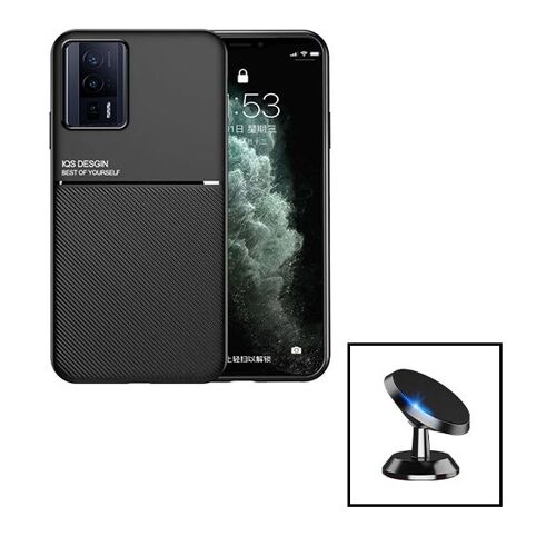Kit Coque Magnetic Lux + Support Magnétique De Voiture Pour Xiaomi Poco F5 Pro - Noir