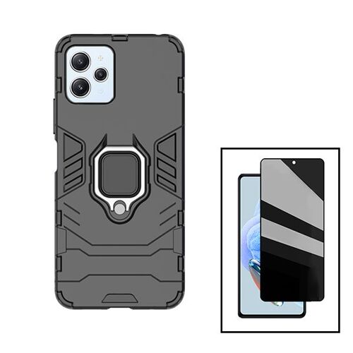 Kit Verre Trempé 5d Anti-Spy + Coque 3x1 Military Defender Pour Xiaomi Redmi 12 5g - Noir