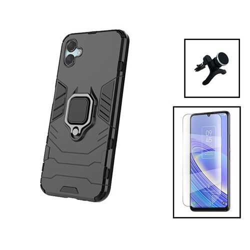 Kit Film Hydrogel Full Cover Avant + Coque 3X1 Military Defender + Support Magnétique de Voiture Renforcé pour Samsung Galaxy A04e - Noir