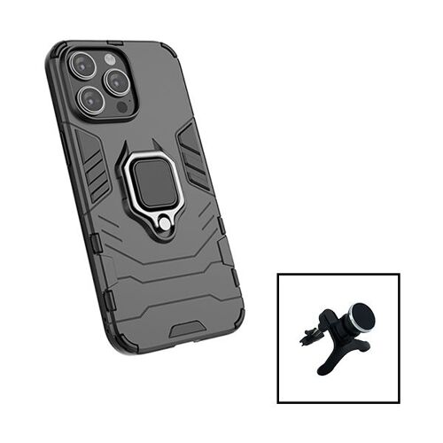 Kit Support Magnétique de Voiture Renforcé + Coque 3X1 Military Defender pour Apple iPhone 15 Plus - Noir