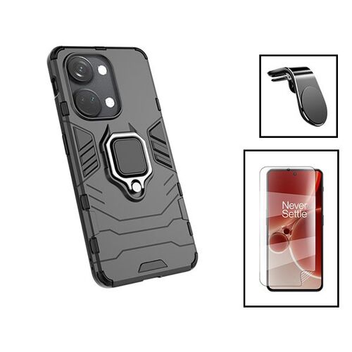 Kit Film Hydrogel Full Cover Avant + Coque 3X1 Military Defender + Support Magnétique L Safe Driving Voiture pour OnePlus Nord 3 - Noir