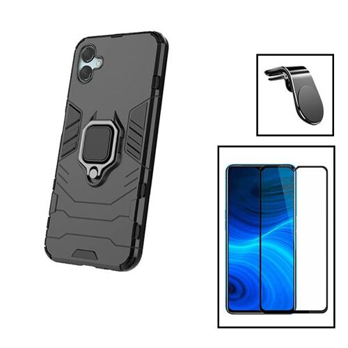 Kit Film Verre Trempé 5D Full Cover + Coque 3X1 Military Defender + Support Magnétique L Safe Driving Voiture pour Samsung Galaxy A04e - Noir